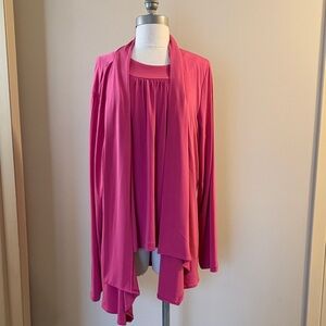 Susan Graver Rose Pink Draped Cardigan Set